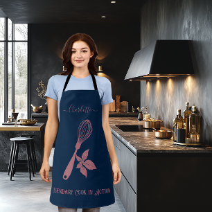 Navy Blau mit Rose Gold Schneebesen und Kräutermus Schürze