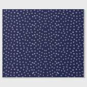Navy Blau mit Silver Glitzer Dots Geschenkpapier (Flach)
