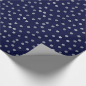 Navy Blau mit Silver Glitzer Dots Geschenkpapier (Ecke)