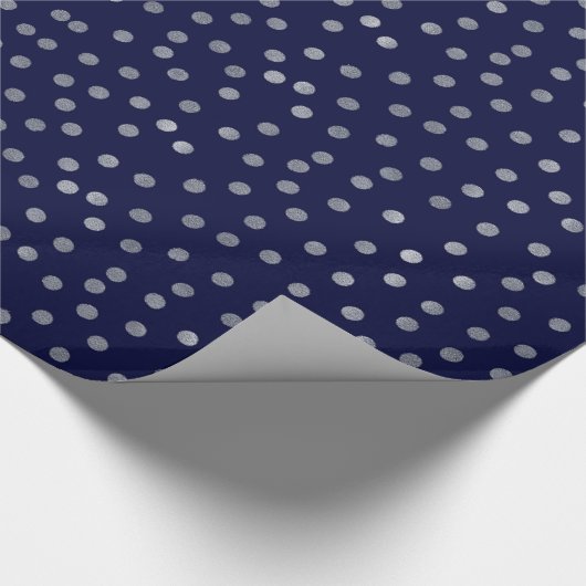 Navy Blau mit Silver Glitzer Dots Geschenkpapier (Ecke)