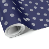 Navy Blau mit Silver Glitzer Dots Geschenkpapier (Rolleneckpunkt)