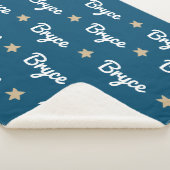 Navy Blau mit Tan Stars Wiederholungsname Sherpadecke (3/4)