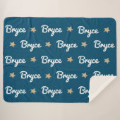 Navy Blau mit Tan Stars Wiederholungsname Sherpadecke (Vorderseite (Horizontal))