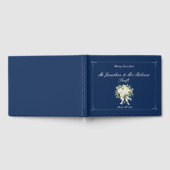 Navy Blau mit White Rose Hochzeitsgast-Buch Gästebuch (Voll)