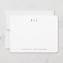 Navy Blau Modernes Paar Monogramm Personalisiert Mitteilungskarte