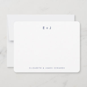 Navy Blau Modernes Paar Monogramm Personalisiert Mitteilungskarte