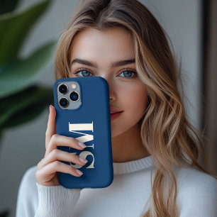 Navy Blau Monogramm Anfangsbuchstabe Case-Mate iPhone Hülle