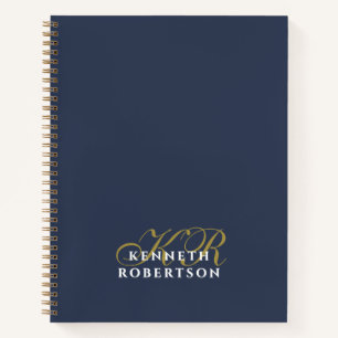 Navy Blau Monogramm Gold Weiß Minimalistischer Chi Notizblock