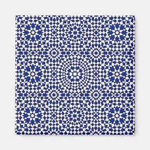 Navy-Blau-Mosaik-Geometrisches Muster Magnet