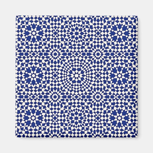Navy-Blau-Mosaik-Geometrisches Muster Magnet (Vorne)
