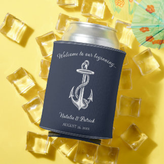 Navy Blau Nautischer Anker Hochzeit Dosenkühler