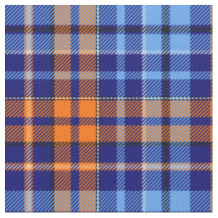 Navy Blau Orange Cyan Karo Tartan Design Stoff