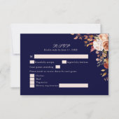 Navy Blau - Orange - Florale Hochzeits-RSVP-Karte RSVP Karte (Vorderseite)