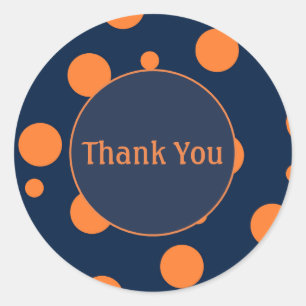 Navy Blau Orange Punkte Danke Sticker