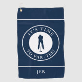 Navy Blau Par Tee Golfer Monogramm Golfhandtuch (Vorderseite)