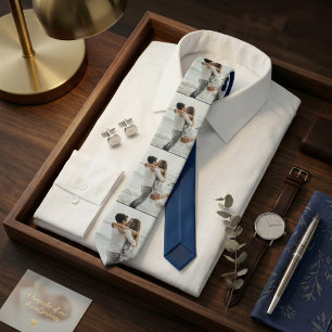 Navy Blau Personalisierte Familien-Foto-Collage Krawatte