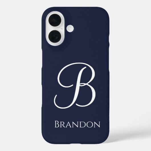 Navy Blau personalisierter Name und Monogramm Case-Mate iPhone Hülle (Rückseite)