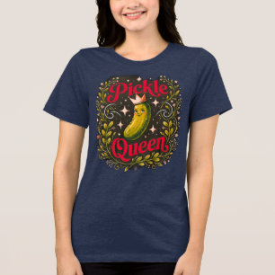 Navy Blau Pickle Queen T-Shirt - Elegant Floral & Tri-Blend Shirt