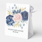 Navy Blau Pink Blütengrün Vielen Dank Geschenkschachtel (Rückseite)