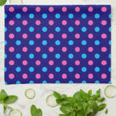 Navy Blau Pink Cyan Punkte-Muster Geschirrtuch (Gefaltet)