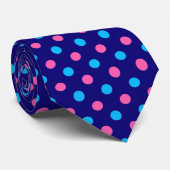 Navy Blau Pink Cyan Punkte Muster Krawatte (Gerollt)