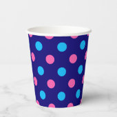Navy Blau Pink Cyan Punkte Muster Pappbecher (Rückseite)