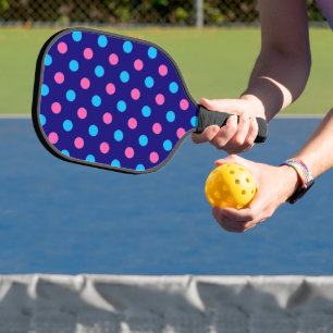 Navy Blau Pink Cyan Punkte Muster Pickleball Schläger