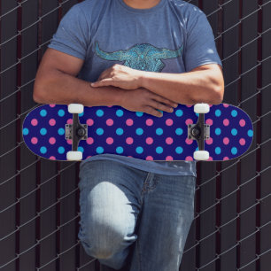 Navy Blau Pink Cyan Punkte Muster Skateboard