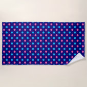 Navy Blau Pink Cyan Punkte Muster Strandtuch (Vorderseite)