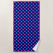 Navy Blau Pink Cyan Punkte Muster Strandtuch (Vorderseite)