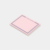 Navy Blau Pink Monogramm Post-it Klebezettel (angewinkelt)