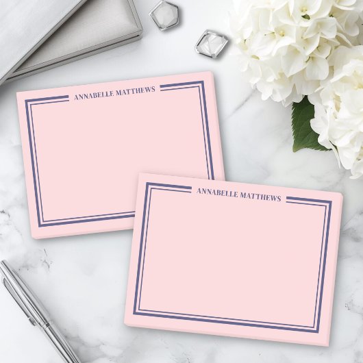 Navy Blau Pink Monogramm Post-it Klebezettel