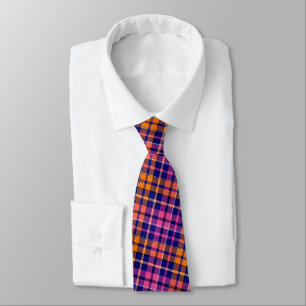 Navy Blau Pink Orange Karo Tartan Design Krawatte