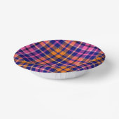 Navy Blau Pink Orange Karo Tartan Design  Pappteller (Gewinkelt)