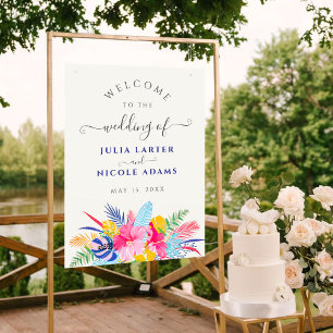 Navy Blau Pink Wilder Regenwald Immergrün Hochzeit Poster