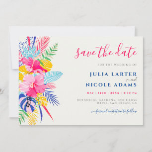 Navy Blau Pink Wilder Regenwald Immergrün Hochzeit Save The Date
