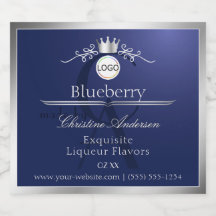 Navy Blau Produktlabel Silberrahmen-Logo-Monogramm