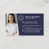Navy Blau Professionelles QR-Code-Foto-Logo Visitenkarte (Vorderseite)