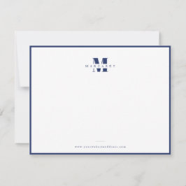 Navy Blau Rahmen Fette Schrift Einfaches Monogramm Mitteilungskarte