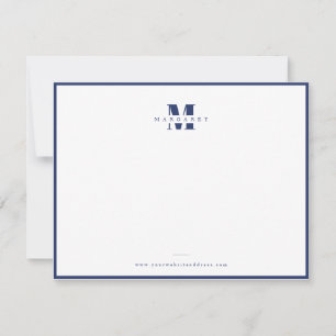 Navy Blau Rahmen Fette Schrift Einfaches Monogramm Mitteilungskarte