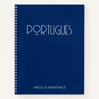 Navy Blau Retro Portugiesisch Sprachstudium Notizblock