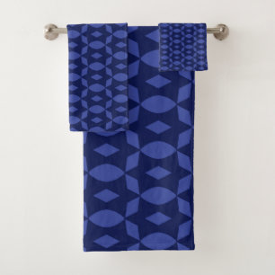 Navy Blau Retro Zweifarben-Muster Zuhause Badhandtuch Set