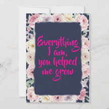 Navy Blau Rosa Floral Muttertags-Flatcard