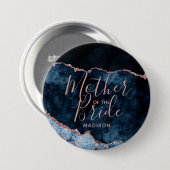 Navy Blau & Roségold Achat Brautmutter Button (Vorne & Hinten)