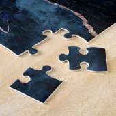 Navy Blau & Roségold Achatmarmor Benutzerdefiniert Puzzle (Seite)