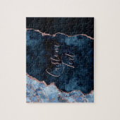 Navy Blau & Roségold Achatmarmor Benutzerdefiniert Puzzle (Vertikal)