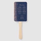 Navy Blau-Roségold-Glitterrand-Hochzeitsprogramm Fächer (Rückseite)