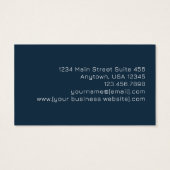 Navy Blau Roségold Monogramm Visitenkarte (Rückseite)
