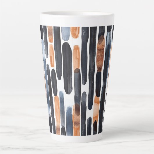 Navy Blau Rost Orange Streifen Milchtasse (Vorderseite)