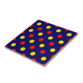 Navy Blau Rot Gelb Punkte Design  Fliese (Seite)